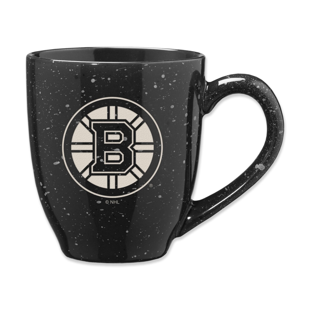Tasse Caf En C Ramique Mouchet E Grav E Au Laser Couleur Quipe Des Bruins De Boston De La Lnh De Rico Industries, 16 Oz-image
