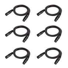 JLPOW 3.2 ft Flexible DMX Cable  Gold-Plated 3 Pin Male to Female XLR Cable DMX Wire  Best for DJ Stage Light Moving Head Par Lights (6 Pack)