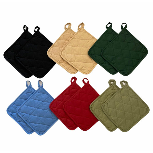 Conjunto de 12 Porta-Panelas Quadrados 100% Algodão Resistentes ao Calor
