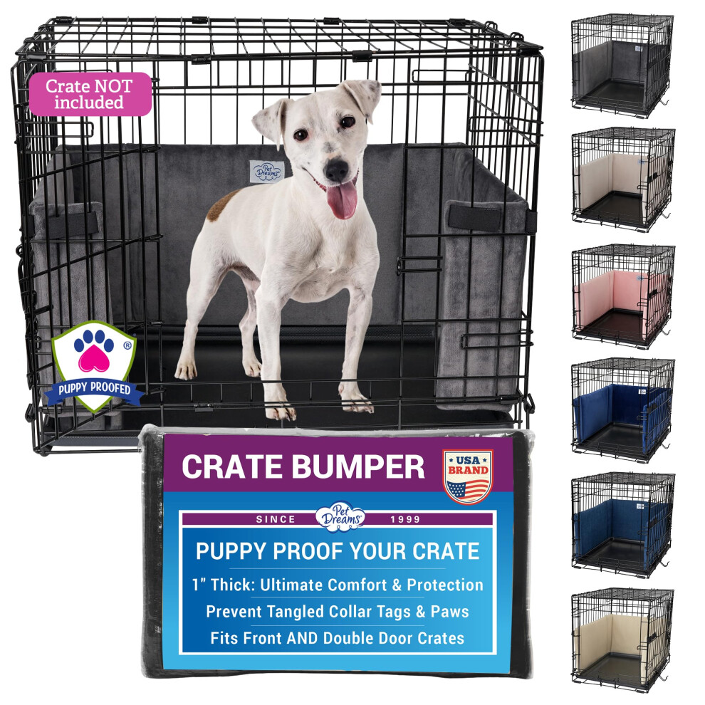 Pare-chocs pour cage pour chien Pet Dreams - Doublure confortable et protection pour queue de chien pour l'int   rieur de la cage. Compatible avec