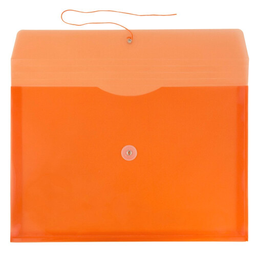 JAM PAPER Plastic Envelopes with Button & String Tie Closure - Letter Booklet - 9 3/4 x 13 - Orange - 12/Pack 1