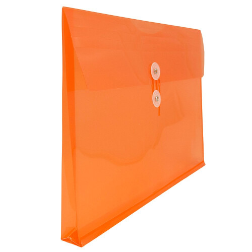 JAM PAPER Plastic Envelopes with Button & String Tie Closure - Letter Booklet - 9 3/4 x 13 - Orange - 12/Pack 2