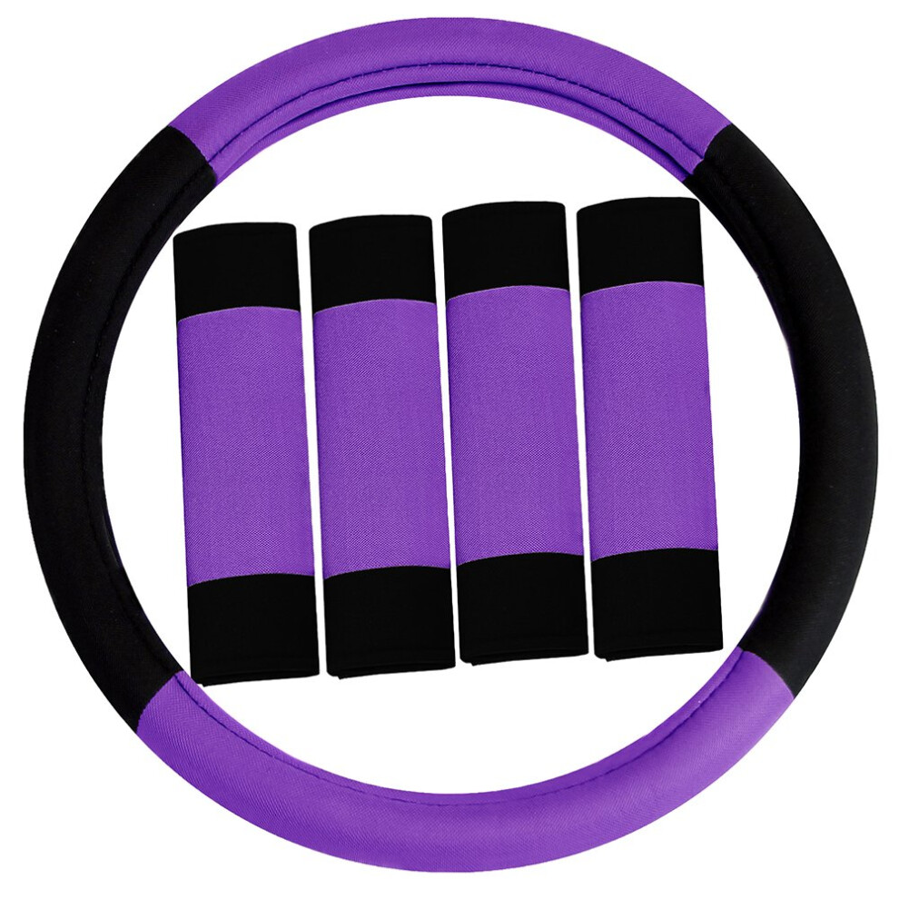 Fh Group Universal Fit Modernistic And Seat Belt Pads Combo Set Steering Wheel Cover Fits Most Cars Suvs Purple 816352023402