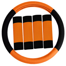 FH Group Universal Fit Modernistic and Seat Belt Pads Combo Set Steering Wheel Cover Fits Most Cars SUVs Orange