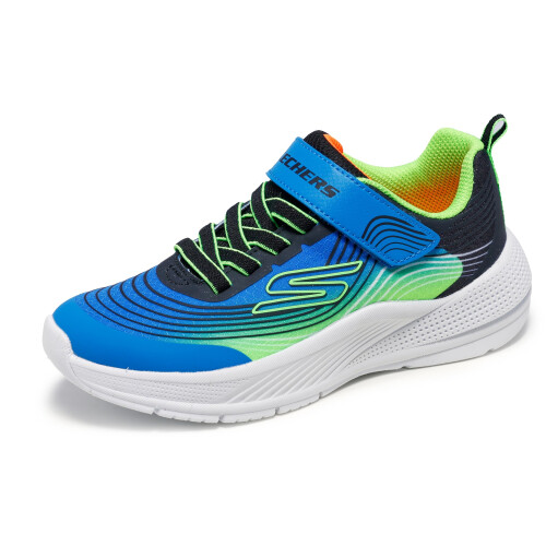 Skechers Skechers Boy's Microspec Advance Sneaker  Blue/Lime  3.5 Big Kid