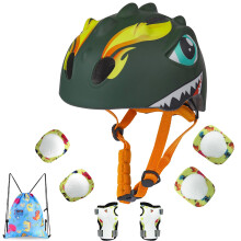 Fahrradhelm für Kleinkinder, für Mädchen im Alter von 2, 3, 4, 5, 6, 7 und 8 Jahren, mit Schutzausrüstungsset im 3D-Dinosaurier-Design und sicher