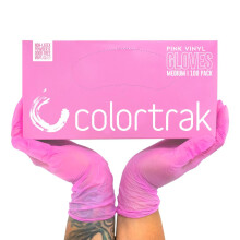 Colortrak engngshandskar Engngshandskar pulverfria vinyllatexfria engngshandskar fr frisr/frisrer Frpackning med 100 handskar Rosa Stora