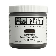 SoFlat Matte Acrylics by GOLDEN Burnt Umber 16 fl. oz. Jar Professional Acrylic Paint Opaque