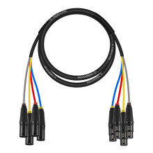 Phenyx Pro 4-kanaals XLR-kabel 6 ft slangkabel gebalanceerde microfoonkabel XLR-splitter kleurgecodeerd 4-in-1 ontwerp 3-PIN man-vrouw patchdraad met