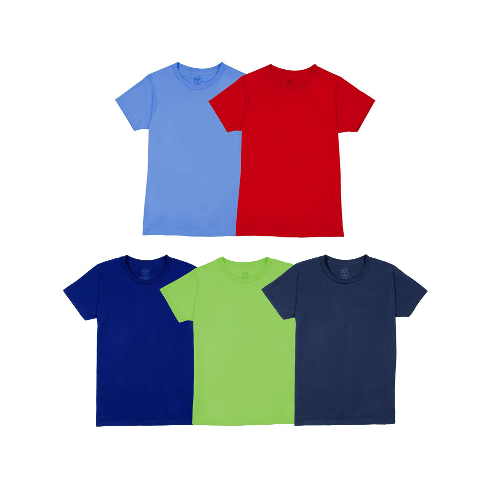 Fruit of the Loom Eversoft Cotton Undershirts  T Shirts & Tank Tops  T Shirt-Boys-5 Pack-Blue/Green/Red