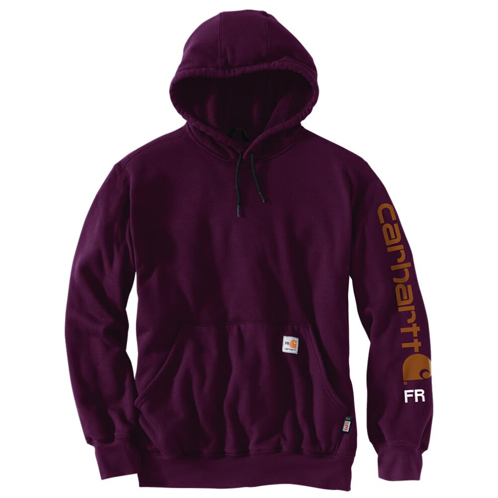 Carhartt Men's Flame Resistant Force Loose Fit Midweight Logo Sleeve Graphic Sweatshirt  Port