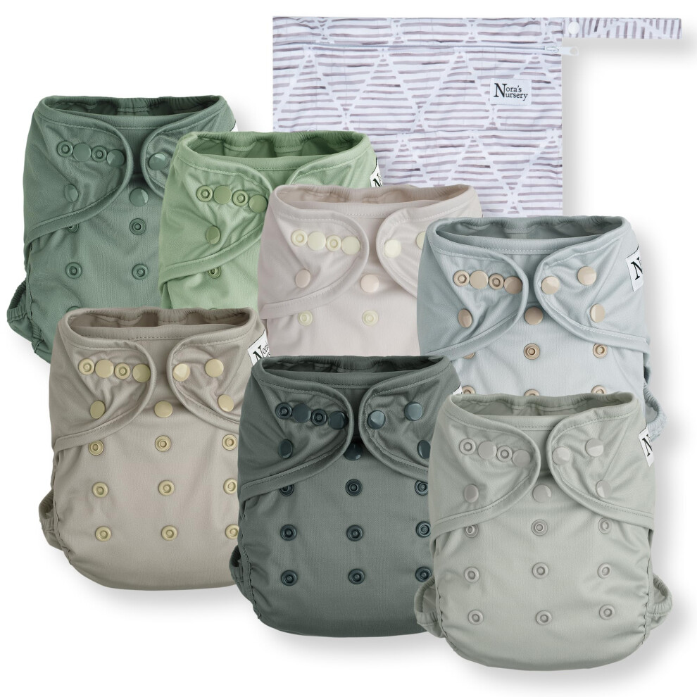 Nora's Nursery Cloth Diaper Cover Reusable Cover With Snap Closure Shell For Prefold Flat Or Fitted Inserts Includes Wet Bag - Morning Dew Noras Børnehave
