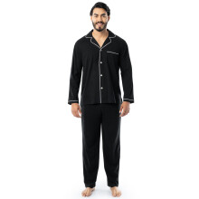 Fruit of the Loom Herren-Pyjama-Schlafanzug aus Jersey-Strick, Schwarz