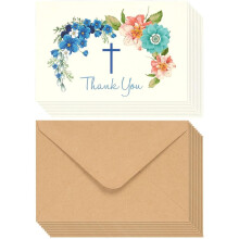 BEST PAPER GREETINGS 48 Pack Christian Thank You Cards With Envelopes Bulk Baptism Religious Greeting Notes for Christening Wedding Communion