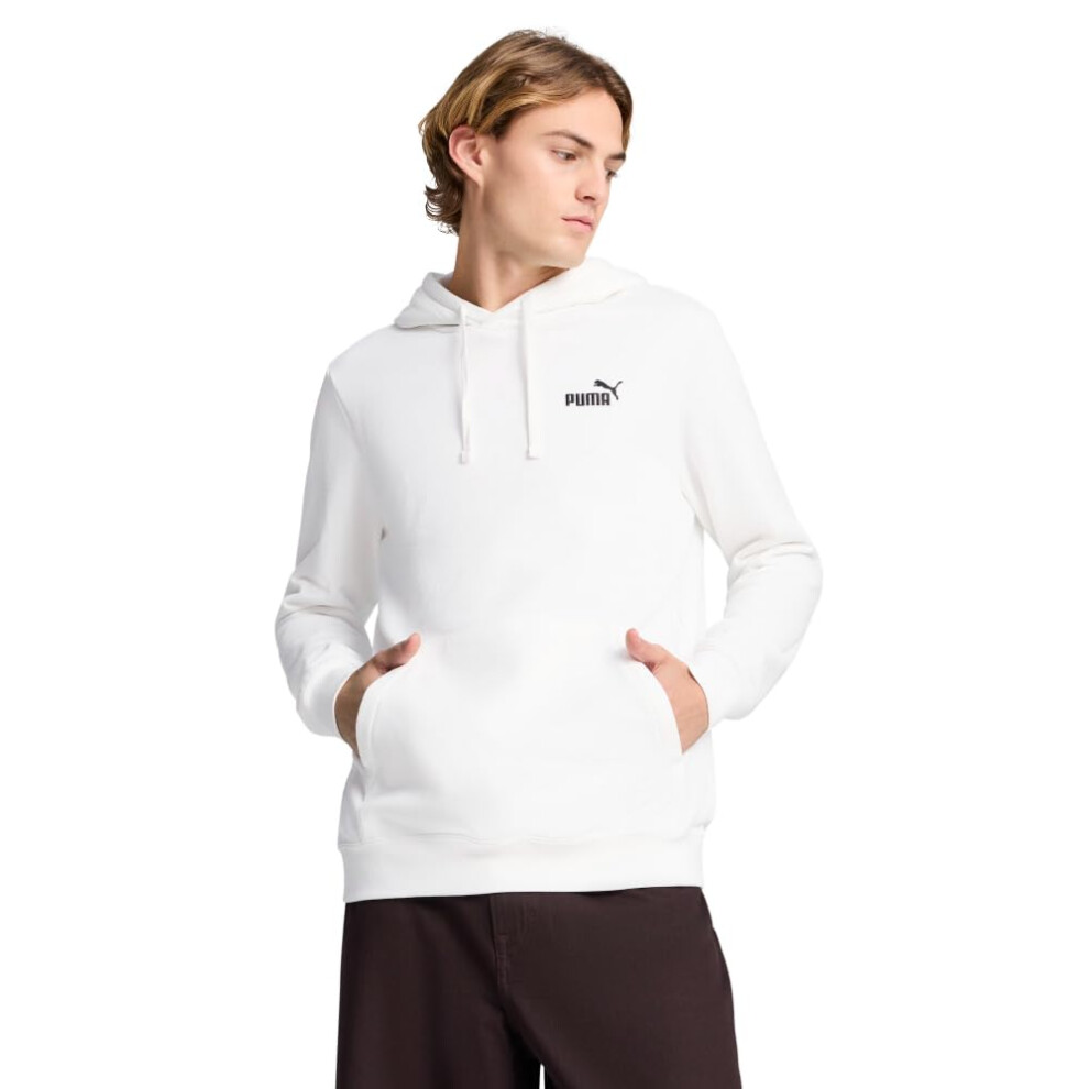 Puma Men's Essentials Small Logo Fleece Hoodie Ss25 XX-Large White