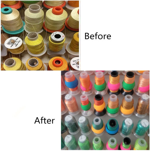 Fbshicung 100pcs Thread Spool Savers/Spool Huggers - Prevent Thread Tails from Unwinding for Sewing and Embroidery Machine Thread Spools 2