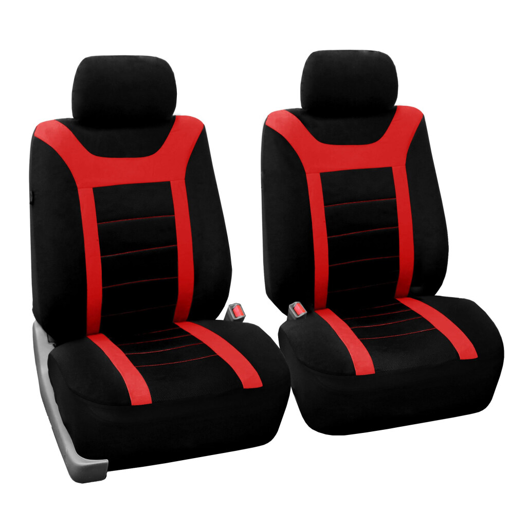 Fh Group Car Seat Covers Front Set Cloth - Seat Covers For Low Back Car Seats With Removable Headrest Universal Fit Automotive Airbag Compatible C 816352021187