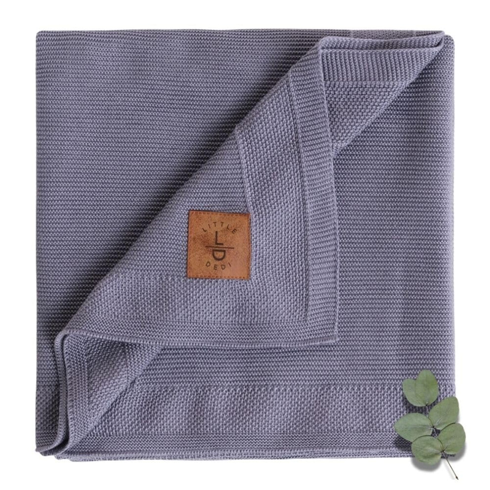 Lille Dedi Little Dedi Hypoallergenic Silky Baby Blanket - 30X40 Inches Grey Blue Oeko-Tex Certified Thermal-Regulating Soft Knit Neutral For Girls & Boys - S