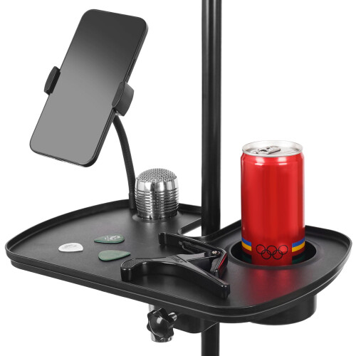 Auhafaly Suporte de Microfone em Plástico com Bandeja e Porta-Copos (Deluxe B), ahy00