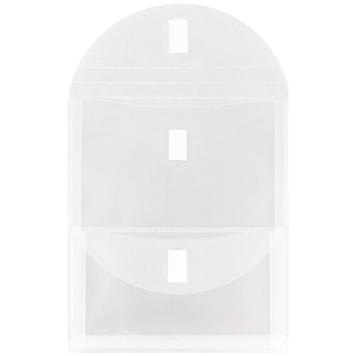 JAM PAPER Plastic Multi Pocket Envelopes with Hook & Loop Closure - 2 Pockets - Letter Open End - 9 3/4 x 11 1/2- Clear - 12/Pack 1