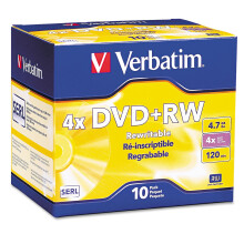 Dischi DVD+RW Verbatim 94839 4,7 GB 4X con custodie sottili Jewel Case Pearl 10/Confezione