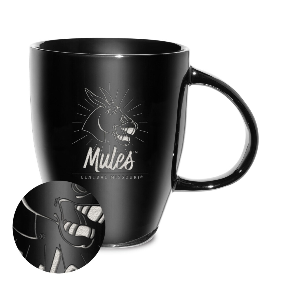 Rico Industries Ncaa Central Missouri Mules Sunburst Black Keramiktasse Mit Lasergravur, 530 Ml, Gl Nzend-image