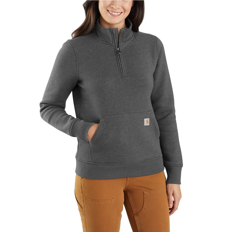 Carhartt Women's Relaxed Fit Midweight Quarter-Zip Mock-Neck Sweatshirt  Carbon Heather  X-Large