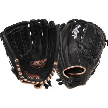 Rawlings | Fastpitch-Softballhandschuh der R9-Serie | 12,5' | LHT | Doppelschn   r-Korbnetz | Schwarz
