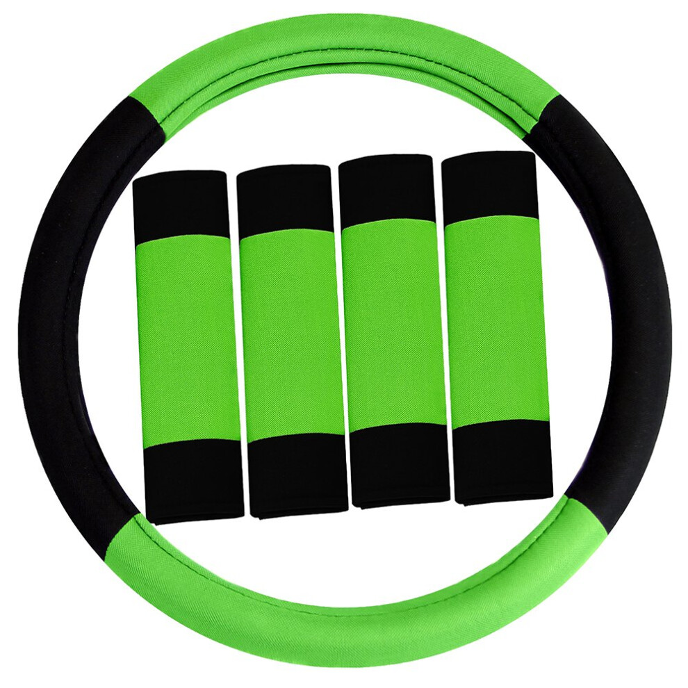 Fh Group Universal Fit Modernistic And Seat Belt Pads Combo Set Steering Wheel Cover Fits Most Cars Suvs Green 816352023372
