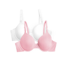 Reggiseno T-shirt da donna in confezione da 2 di Fruit of the Loom Bianco/Rosa arrossata 42D