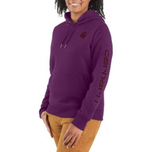 Carhartt Women's Relaxed Fit Midweight Logo Sleeve Graphic Sweatshirt, Eggplant, Medium