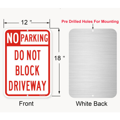 2 Pacote Placa Grande Sem Estacionamento Não Bloquear Entrada, 18 x 12 Polegadas 2