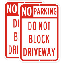2er-Pack grosses Parkverbotsschild. Schild    Einfahrt nicht blockieren   , 45,7 x 30,5 cm, rostfreies Aluminium-Metallschild, UV-geschutzt, wetterbes