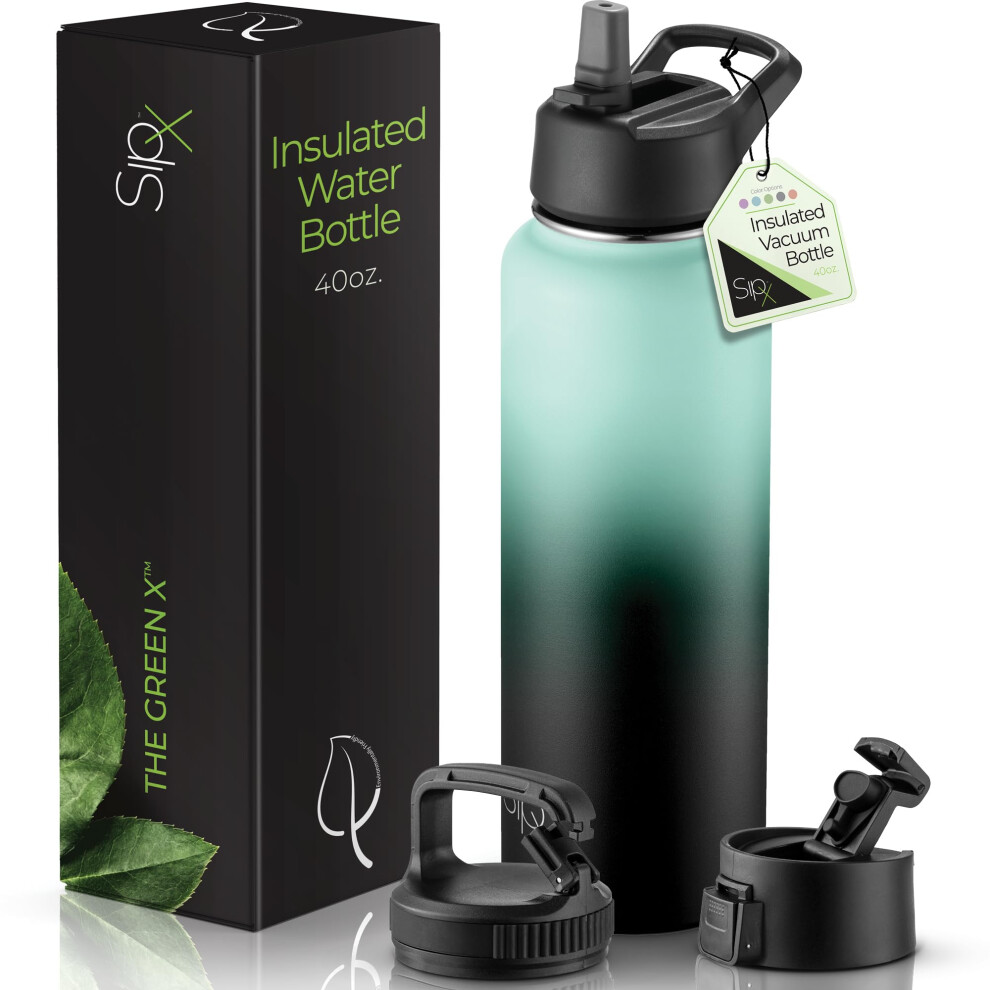 Sipx Dreifach Isolierte Edelstahl-Wasserflasche 40Oz. Mit 3 Deckeln Bpa-Freie Wiederverwendbare Isolierte Wasserflasche H Lt 24 Stunden Kalt Meta-image