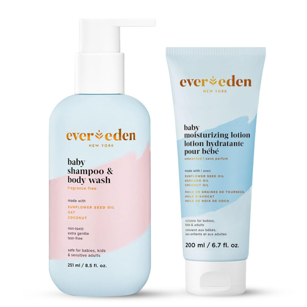 Baby Bathtime Duo: Baby Lotion For Newborn And 2-In-1 Newborn Shampoo And Body Wash Set - Soothing Cleansing & Hydrating Baby Shampoo And L Evereden