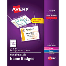 Avery nvre kttt jelvnyek zsinrral Nyomtats vagy rs 3"""" x 4"""" jelvnytartk s zsinrok 200 bett (74459) - 44459
