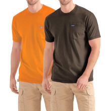 Wrangler nagy s magas frfi plk - 2 csomagos pamut pl mellkasi zsebbel, barna/narancs
