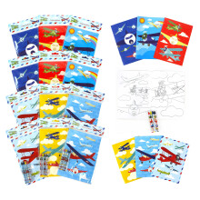Conjunto de Livros de Colorir TINYMILLS com 12 Livros e 48 Lápis de Cor para Festas de Avião