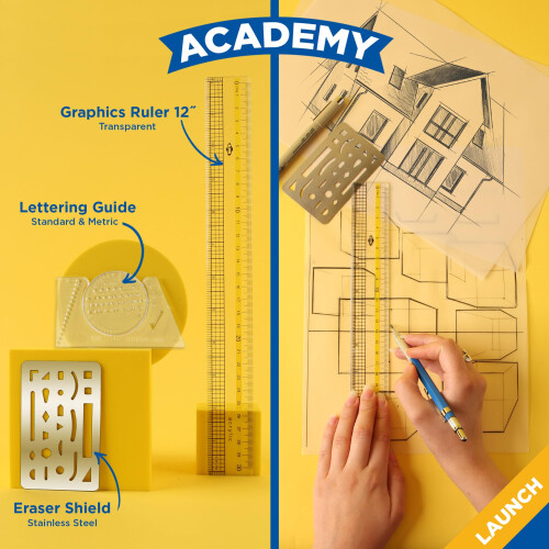 ALVIN Academy Drafting  Drawing and Design Launch Kit | 10 Pieces | Class Tools for Geometry  Architecture and Engineering Students | - Model DDKL1 2