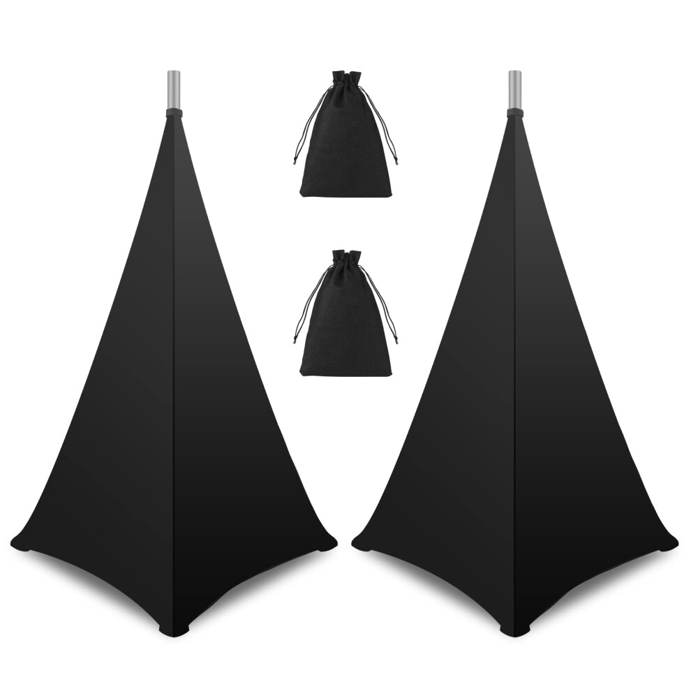 Oukmic Dj-Lautsprecherstander-Abdeckung, Schwarzer 360-Grad-Stativrock Mit Aufbewahrungstasche Fur Buhnenauftritte, Hochzeiten Und Bankettveranst-image