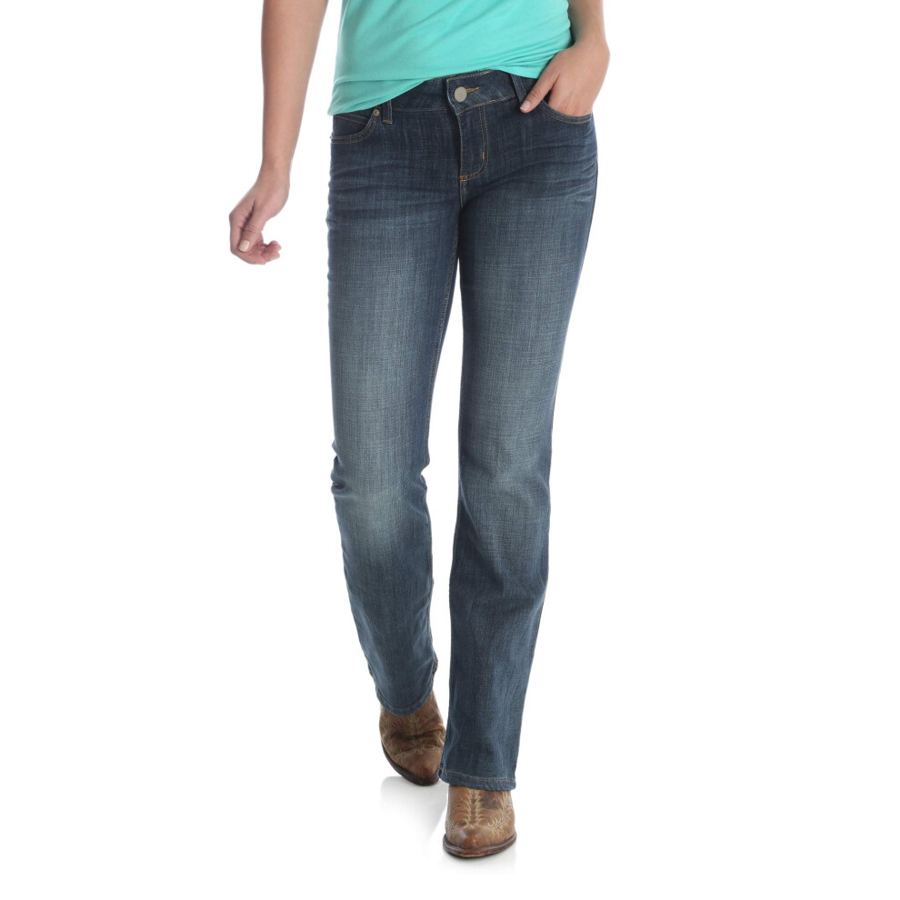 Wrangler Women's Western Rise Stretch Boot Cut Jean  Mid Wash  13W x 36L