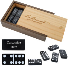 We Games Games Custom Incisid Double 6 Black Dominoes Set in Wooden Case