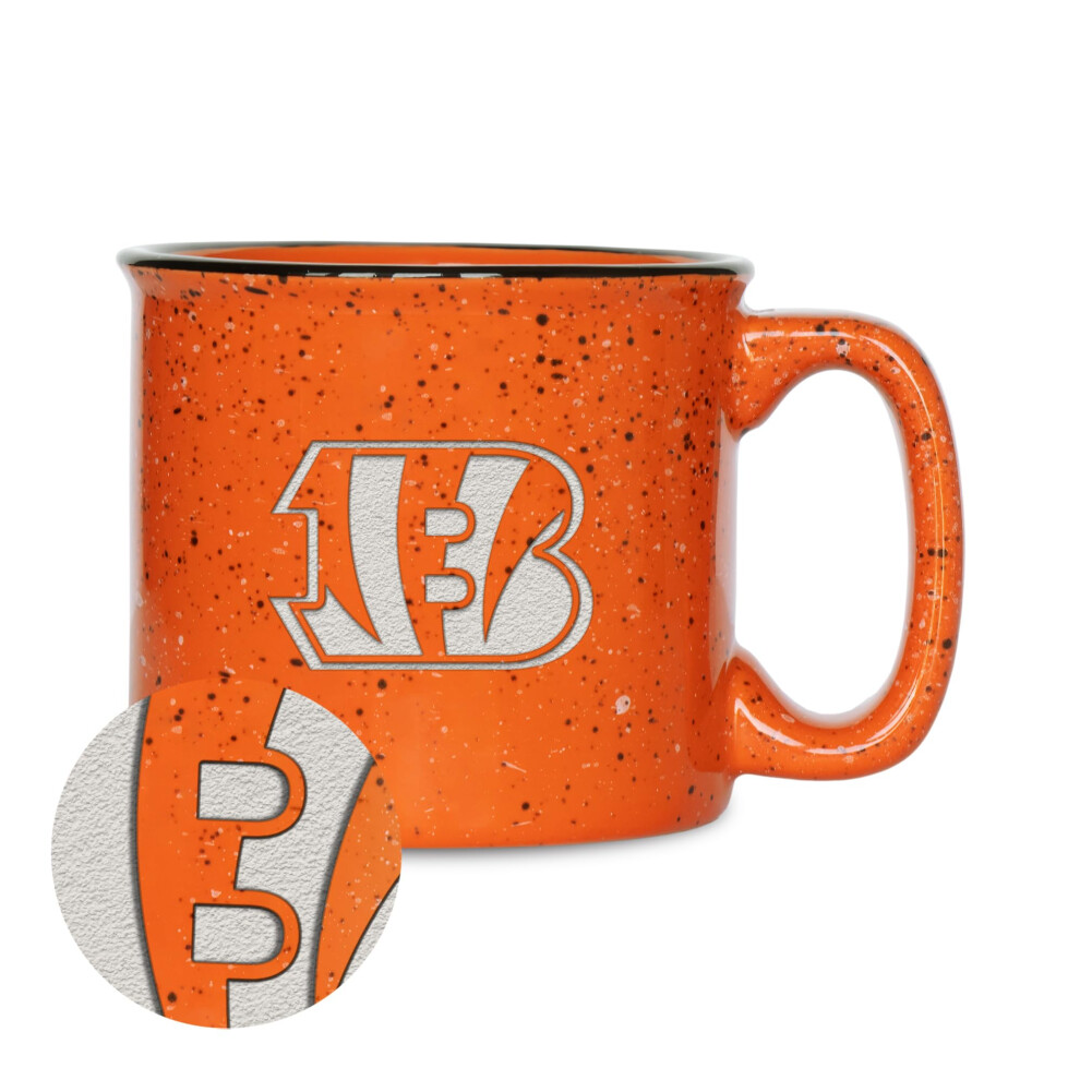 Rico Industries NFL Football Cincinnati Bengals Speckle 12oz Laser Engraved Campfire Mug