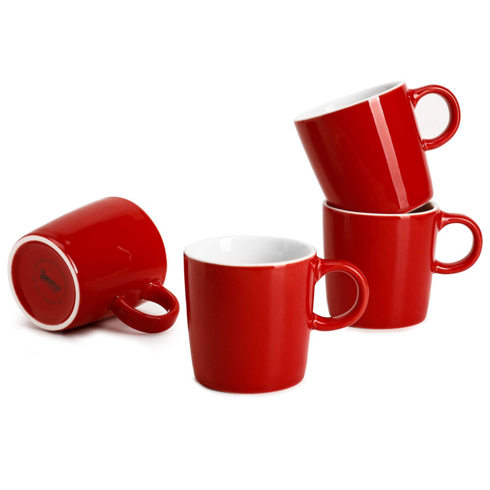 Juego De 4 Tazas De Caf Sweese De Porcelana De 3.5 Oz Para Espresso, Mini Tazas De Caf Y Tazas Demitasse, Color Rojo-image