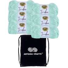 Lion Brand Truboo Seafoam 837-108 (6-Skeins - Same Dye Lot) DK Light Worsted #3 Rayon Yarn for Crocheting and Knitting with Project Bag