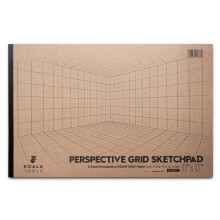 Koala Tools - 40 pagina's tekenblok voor 2-punts perspectief kamerraster schetsblok met 3D virtuele muren ontwerp gerasterd millimeterpapier voor int