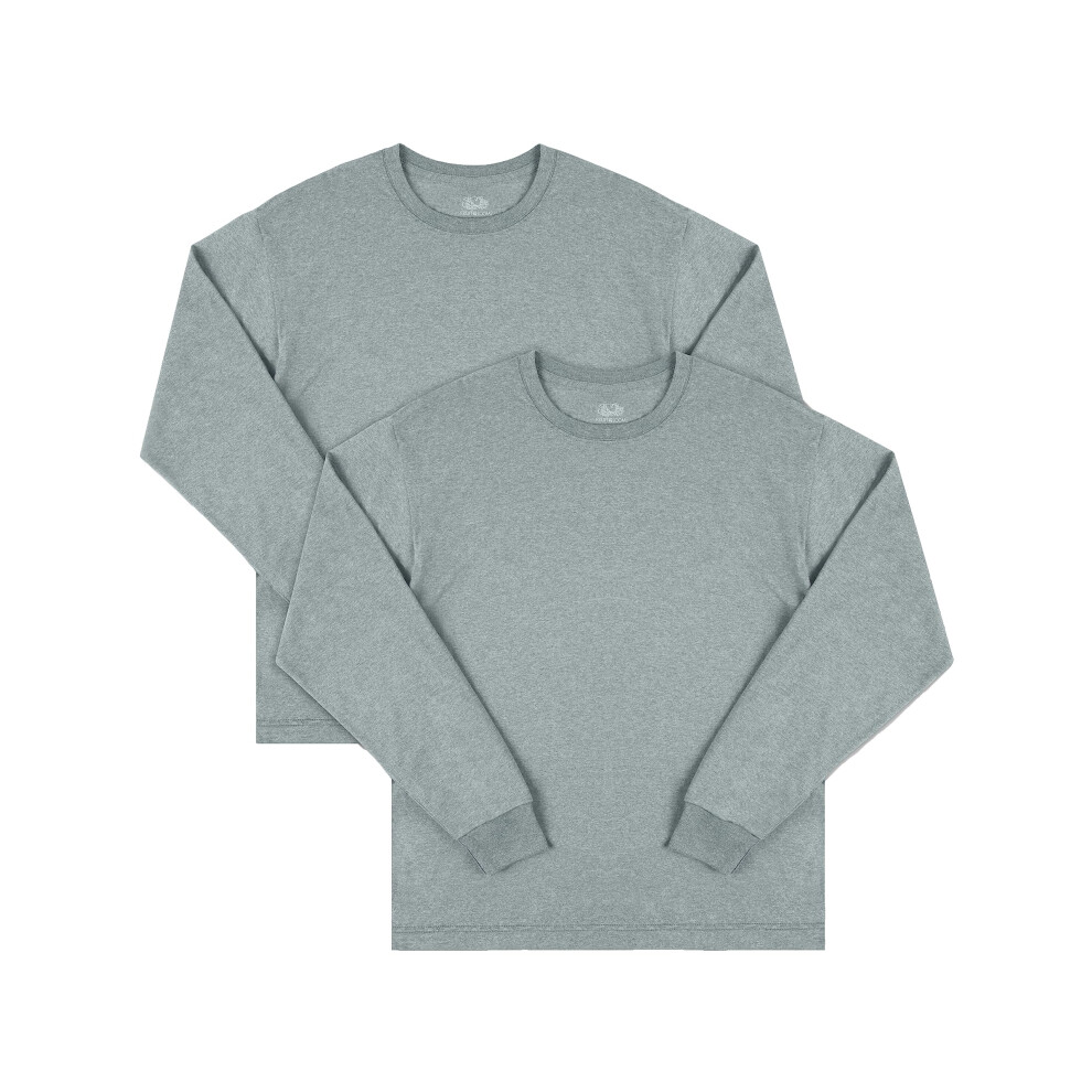 Fruit Of The Loom Men's Eversoft Cotton T Shirts Breathable & Moisture Wicking With Odor Control Long Sleeve-Grey Heather