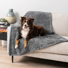 Coperta per cani PetAmi per cani di taglia grande e media, grigia, soffice e morbida, per cuccioli, in pile Sherpa, per gatti, per gattini, per c
