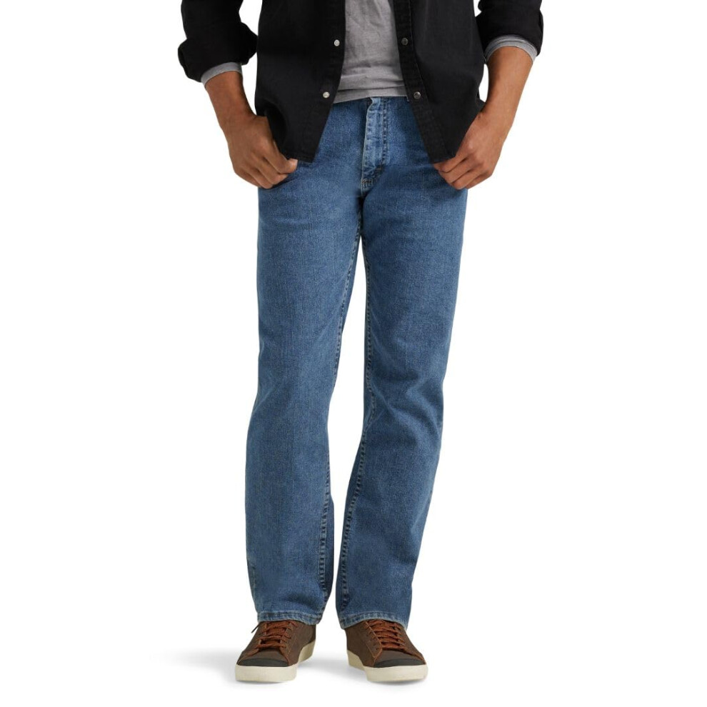 Wrangler Authentics Men's Regular Fit Comfort Flex Waist Jean Light Stonewash 34W X 30L