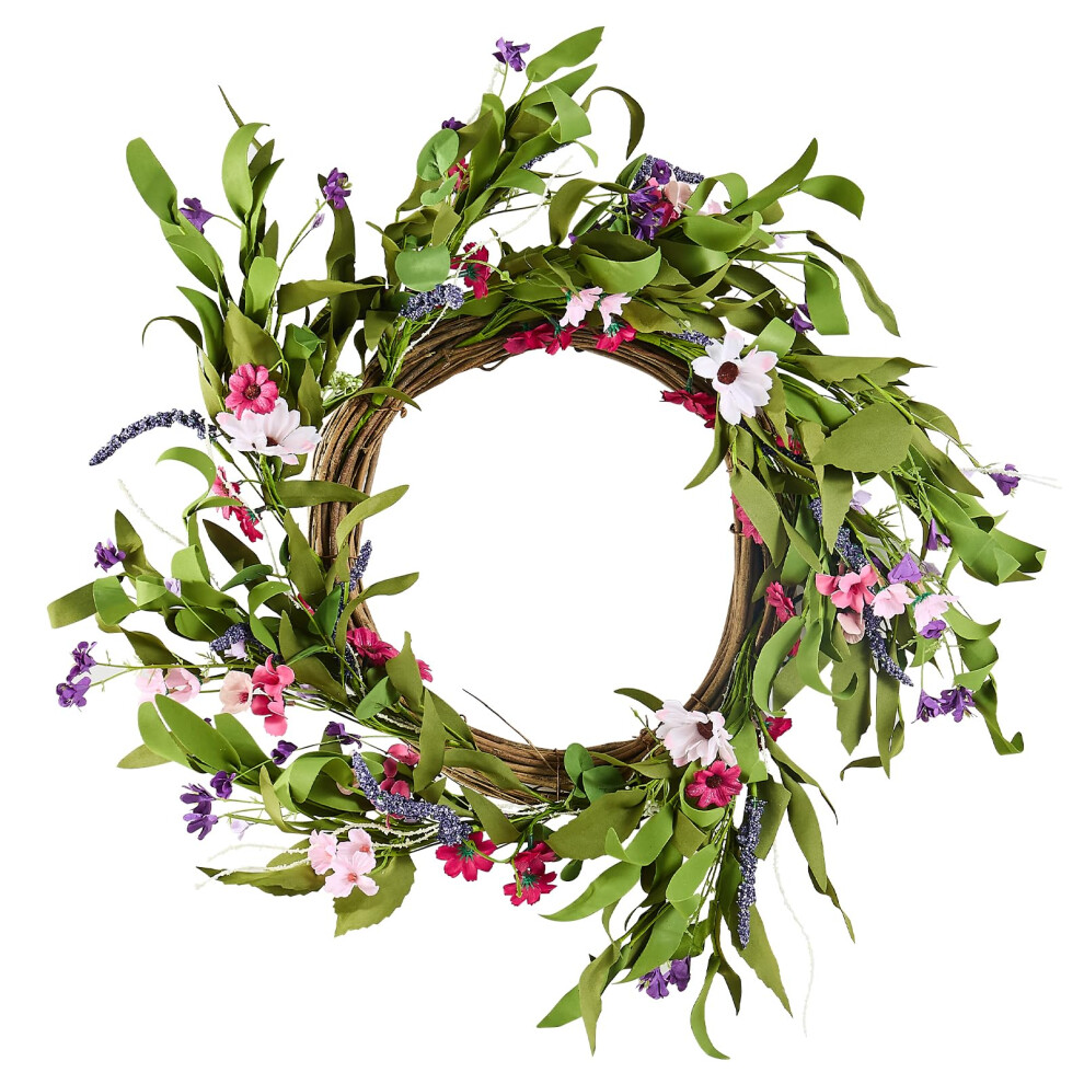VEVOR Spring Wreath for Front Door 22 Inch - Large Artificial Flower Wreath with Daisy & Lavender  Year-Round All Season Outdoor Indoor Door Decor